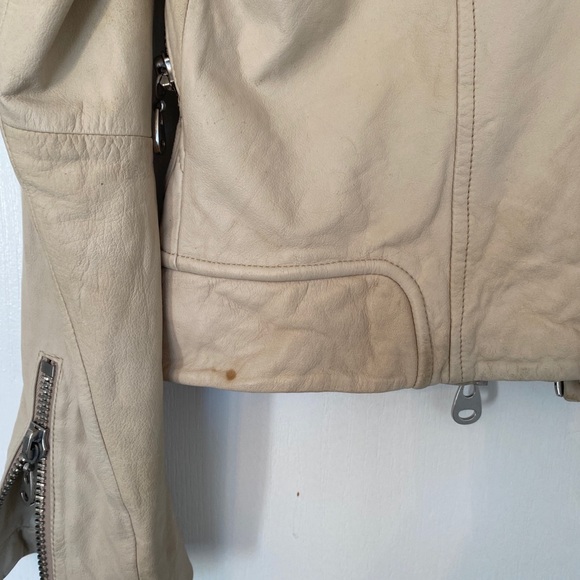 COPY - Cream leather hoodie jacket. - Picture 11 of 12